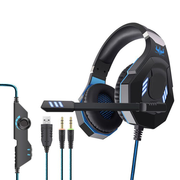 OVLENG GT92 USB+2*3.5mm Wired Over-Ear E-sports Headphone Ergonomic Computer Gaming Headset with LED Light