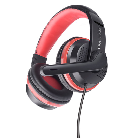 OVLENG GT91 Over-Ear USB Cable Gaming Headset Lightweight Retractable Headband Design E-Sports Computer Headphone with HD Microphone