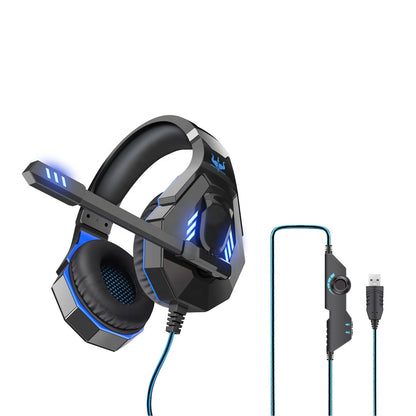 OVLENG Q10 Gaming E-Sports Headphone USB 7.1 Srounding Sound Over-Ear Volume Adjustment Wired Headset Cool LED Light Earphone with Microphone