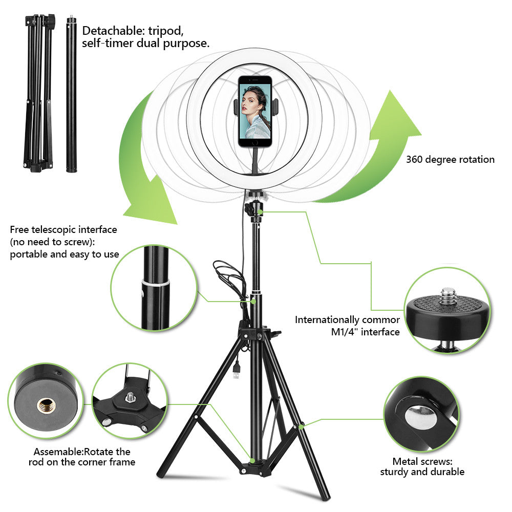 1.6M Adjustable Tripod Stand for Vlogs Live Stream Self-Portrait Shooting