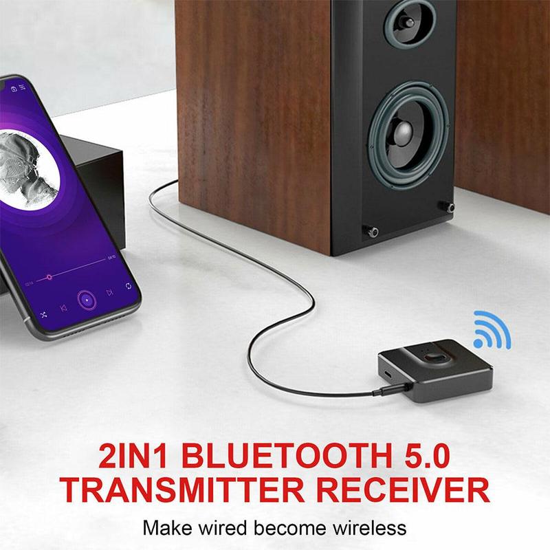 BT102 2 in 1 Bluetooth 5.0 Transmitter Receiver Wireless Audio Adapter Dongle for PC TV Speaker