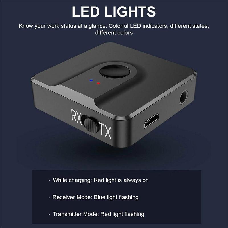 BT102 2 in 1 Bluetooth 5.0 Transmitter Receiver Wireless Audio Adapter Dongle for PC TV Speaker
