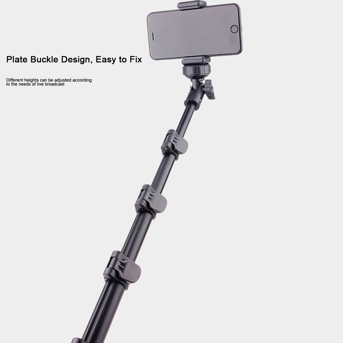 T9 5-Section 140cm Telescopic Selfie Stick Phone Holder Live Streaming Tripod Stand with Phone Clip + Bluetooth Remote Control + Storage Bag