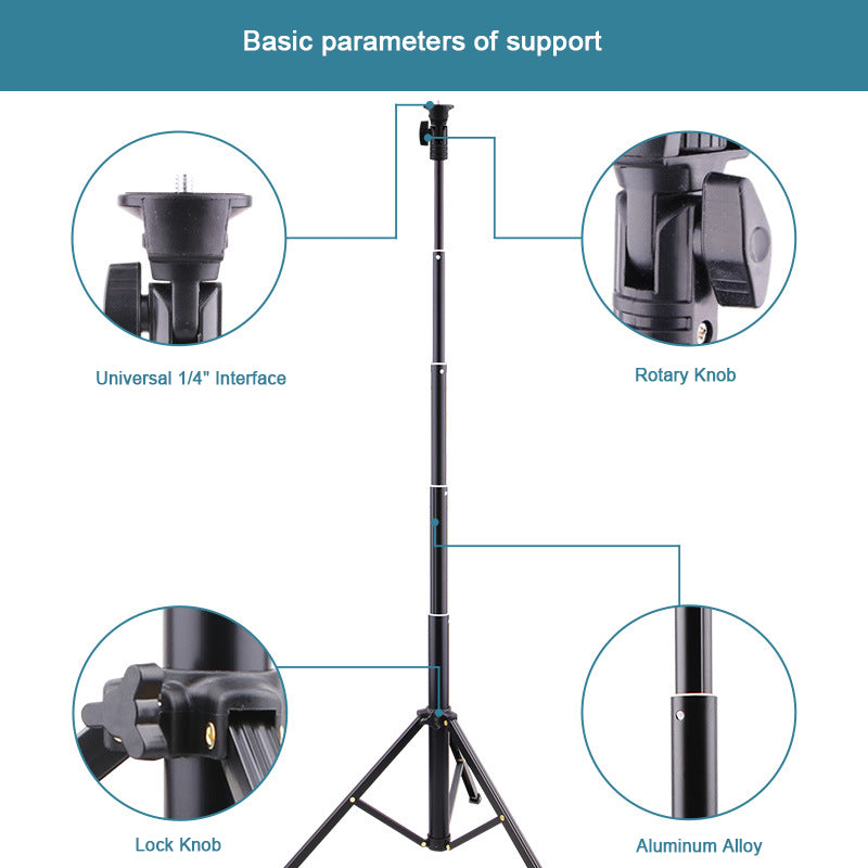 T9 5-Section 140cm Telescopic Selfie Stick Phone Holder Live Streaming Tripod Stand with Phone Clip + Bluetooth Remote Control + Storage Bag