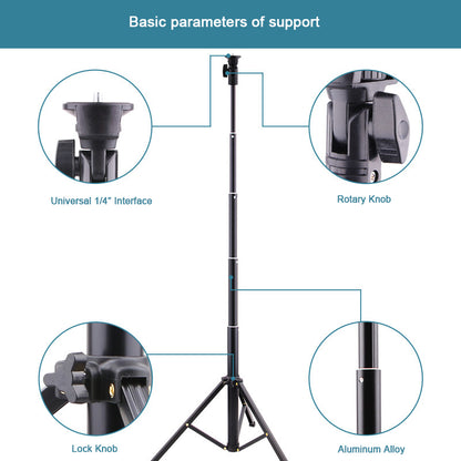 T9 5-Section 140cm Telescopic Selfie Stick Phone Holder Live Streaming Tripod Stand with Phone Clip + Bluetooth Remote Control + Storage Bag