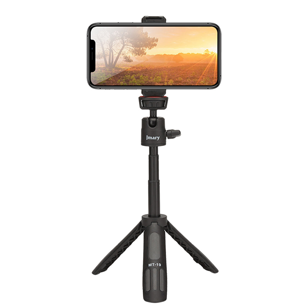 JMARY MT19 Portable Mini Extendable Selfie Stick Camera Mobile Phone Holder Live Streaming Tripod Desktop Stand