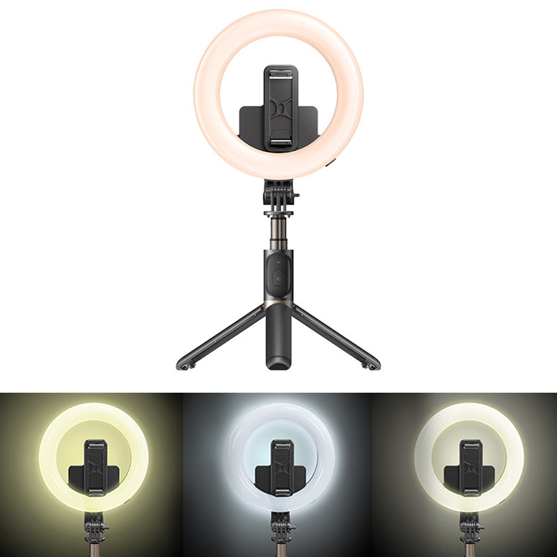 YESIDO SF12 Portable Bluetooth Remote Control Telescopic Phone Holder Tripod Selfie Stick with Ring Fill Light