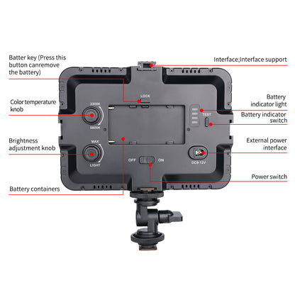 YELANGU LED204 LED Video Light Small Portable Photography Lighting with Hot Shoe 1/4 Screw Hole for SLR Camera/Video Camera/Tripod/