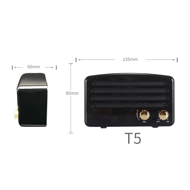 Retro Style Wireless Bluetooth Speaker Mini Portable TF Card Slot Music Player