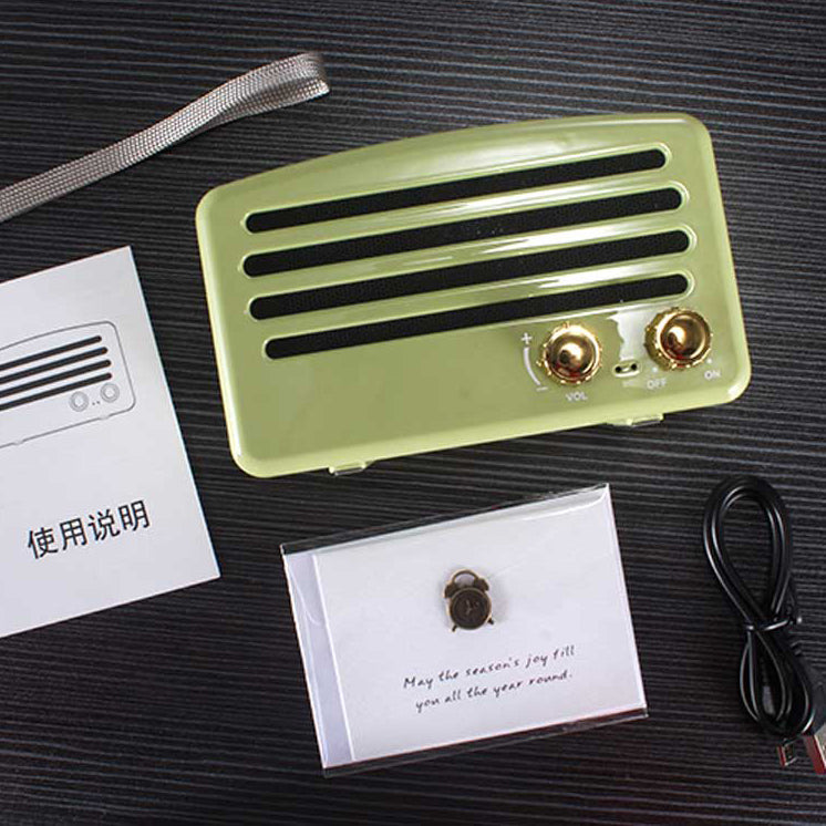 Retro Style Wireless Bluetooth Speaker Mini Portable TF Card Slot Music Player