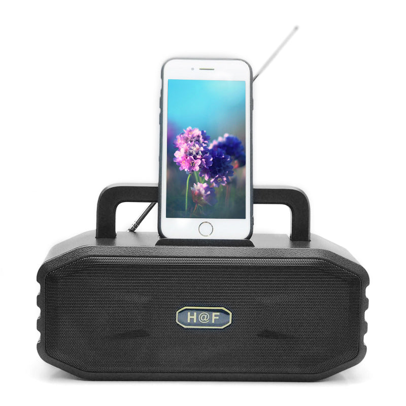 HF-001 Portable Speaker Cell Phone Stand Holder HiFi Stereo Sound Bass Subwoofer FM Radio