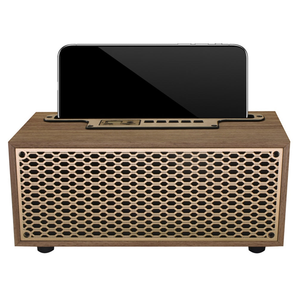 XM-5H Vintage Wooden Appearance Portable Speaker Wireless Bluetooth Connectivity Phone Stand Holder Slot 1200mAh Battery Built In