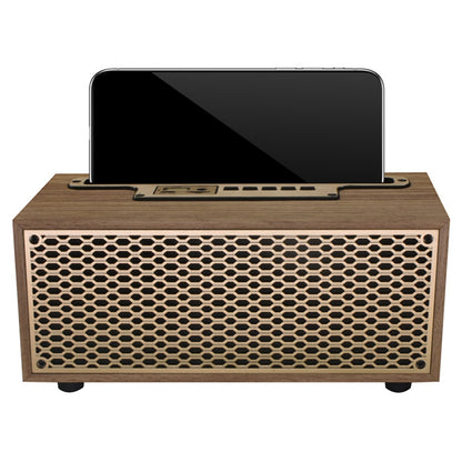 XM-5H Vintage Wooden Appearance Portable Speaker Wireless Bluetooth Connectivity Phone Stand Holder Slot 1200mAh Battery Built In