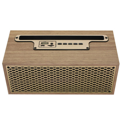XM-5H Vintage Wooden Appearance Portable Speaker Wireless Bluetooth Connectivity Phone Stand Holder Slot 1200mAh Battery Built In