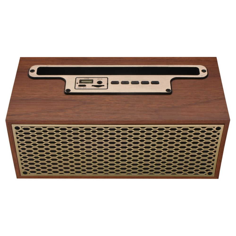 XM-5H Vintage Wooden Appearance Portable Speaker Wireless Bluetooth Connectivity Phone Stand Holder Slot 1200mAh Battery Built In