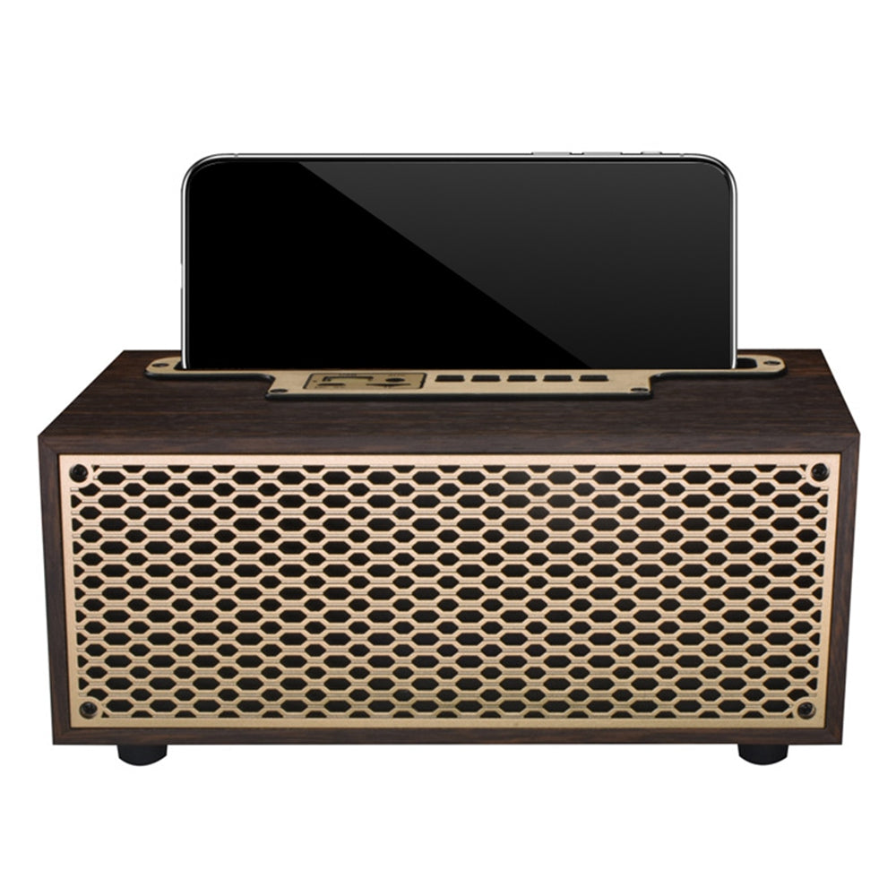 XM-5H Vintage Wooden Appearance Portable Speaker Wireless Bluetooth Connectivity Phone Stand Holder Slot 1200mAh Battery Built In