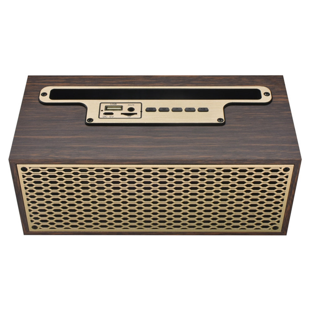 XM-5H Vintage Wooden Appearance Portable Speaker Wireless Bluetooth Connectivity Phone Stand Holder Slot 1200mAh Battery Built In