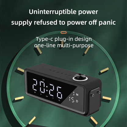 K5 Rechargeable Bluetooth Speaker Music Loudspeaker with LED Digital Alarm Clock Support TF Card / FM Radio (CE Certificated)