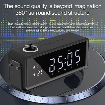 K5 Rechargeable Bluetooth Speaker Music Loudspeaker with LED Digital Alarm Clock Support TF Card / FM Radio (CE Certificated)