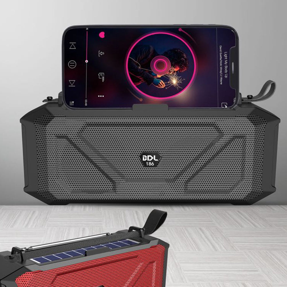 BDL-186 Portable Outdoor Sport Fitness Solar Rechargeable Bluetooth Speaker LED Flashlight Wireless Music Subwoofer