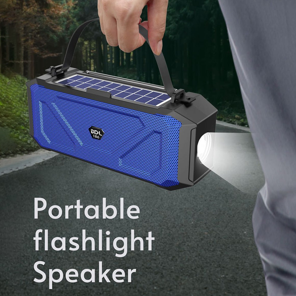 BDL-186 Portable Outdoor Sport Fitness Solar Rechargeable Bluetooth Speaker LED Flashlight Wireless Music Subwoofer