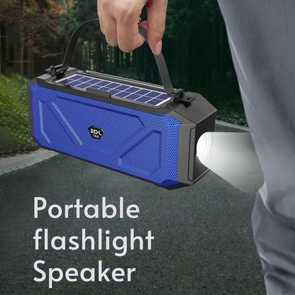 BDL-186 Portable Outdoor Sport Fitness Solar Rechargeable Bluetooth Speaker LED Flashlight Wireless Music Subwoofer