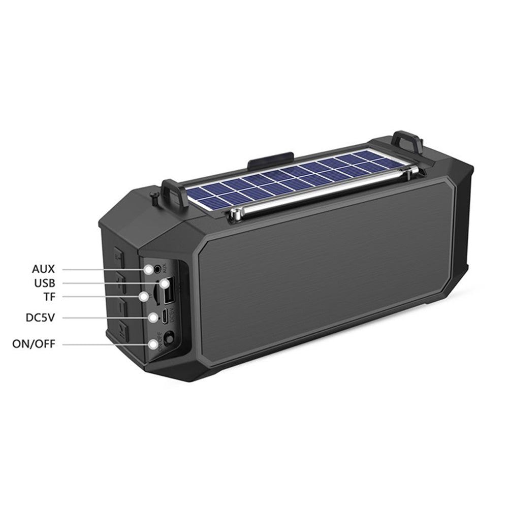 BDL-186 Portable Outdoor Sport Fitness Solar Rechargeable Bluetooth Speaker LED Flashlight Wireless Music Subwoofer