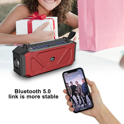 BDL-186 Portable Outdoor Sport Fitness Solar Rechargeable Bluetooth Speaker LED Flashlight Wireless Music Subwoofer