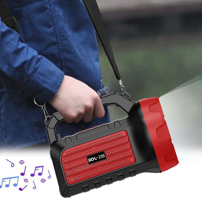 BDL-235 Portable Outdoor Solar Rechargeable Bluetooth Speaker LED Flashlight FM Radio Wireless Music Subwoofer Support TF / U-disk / AUX