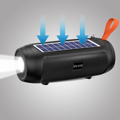 DV-215 Portable Outdoor Solar Rechargeable Bluetooth Speaker LED Flashlight FM Radio Wireless Music Subwoofer Support TF / U-disk
