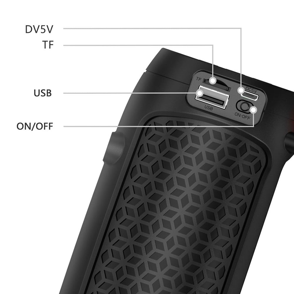 DV-215 Portable Outdoor Solar Rechargeable Bluetooth Speaker LED Flashlight FM Radio Wireless Music Subwoofer Support TF / U-disk