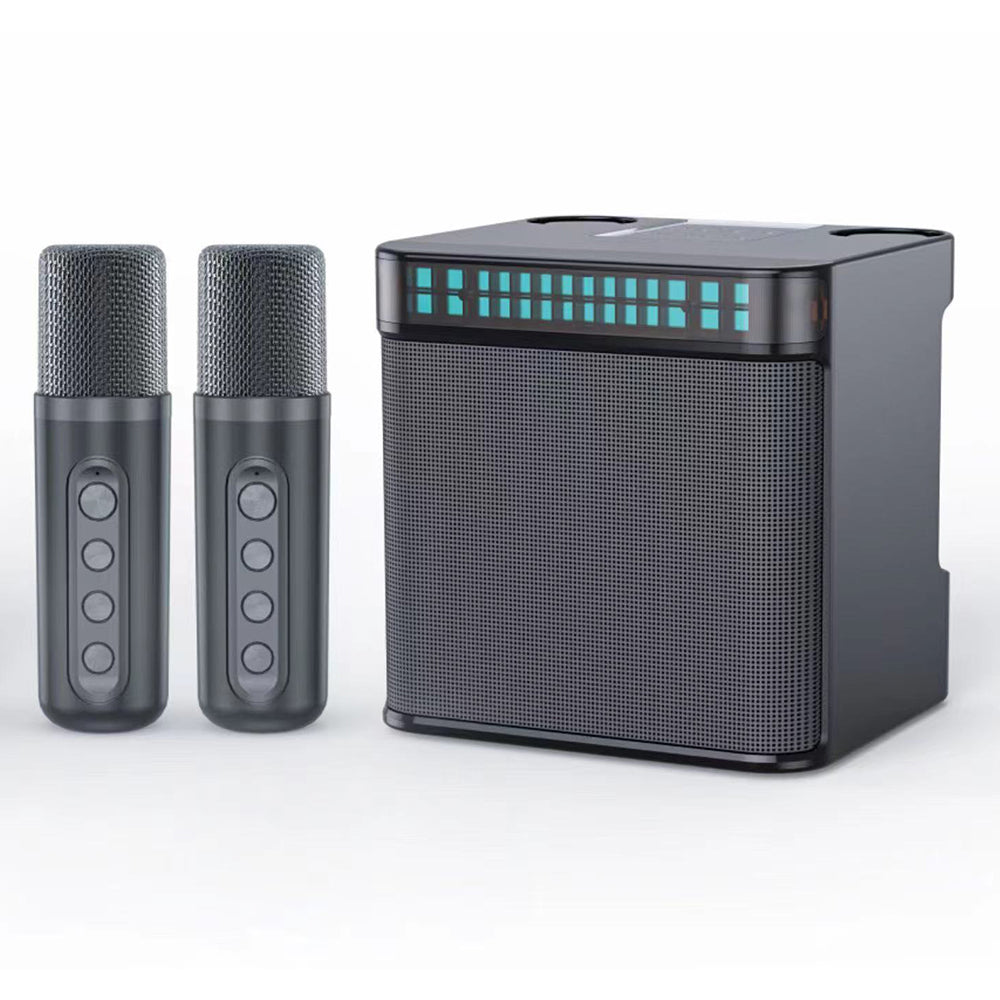 YS223 K Song Bluetooth Soundbox Speaker Dual Wireless Microphone Set Family Party Singing Song Subwoofer with Light Effect