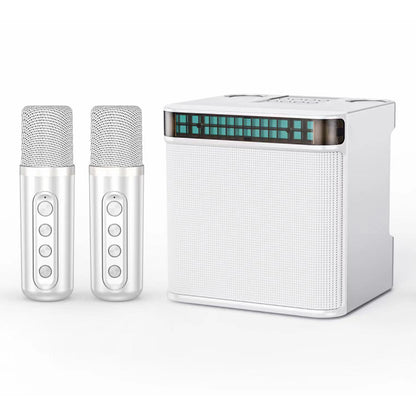 YS223 K Song Bluetooth Soundbox Speaker Dual Wireless Microphone Set Family Party Singing Song Subwoofer with Light Effect