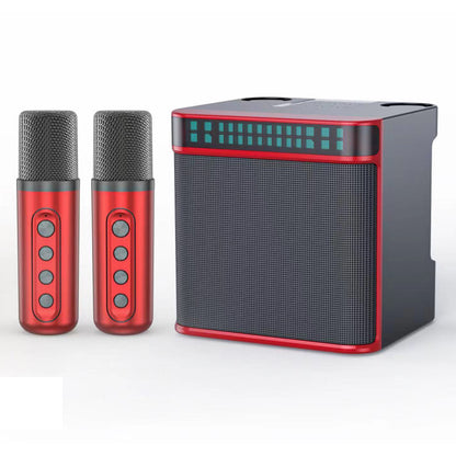 YS223 K Song Bluetooth Soundbox Speaker Dual Wireless Microphone Set Family Party Singing Song Subwoofer with Light Effect