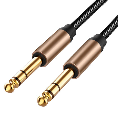 1.8m 6.5mm Audio Cable Nylon Braided Cord Guitar Mixing Amplifier Male to Male AUX Cable