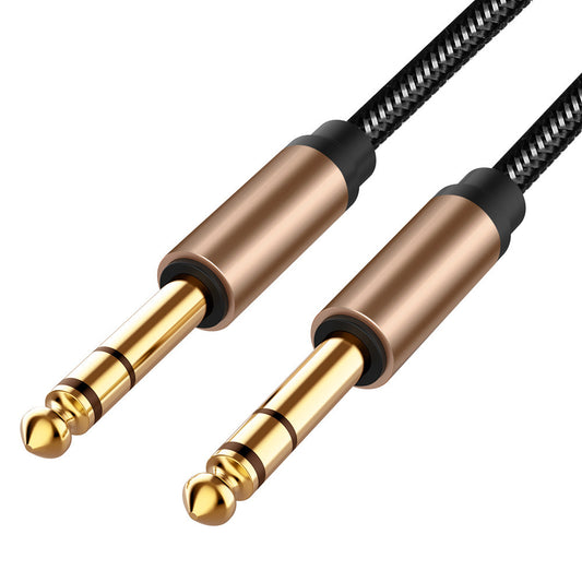 1.8m 6.5mm Audio Cable Nylon Braided Cord Guitar Mixing Amplifier Male to Male AUX Cable