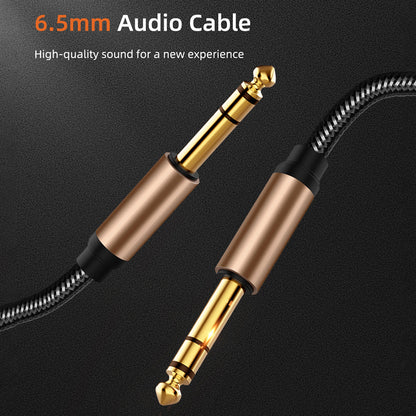 1.8m 6.5mm Audio Cable Nylon Braided Cord Guitar Mixing Amplifier Male to Male AUX Cable