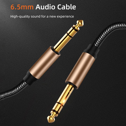 1.8m 6.5mm Audio Cable Nylon Braided Cord Guitar Mixing Amplifier Male to Male AUX Cable