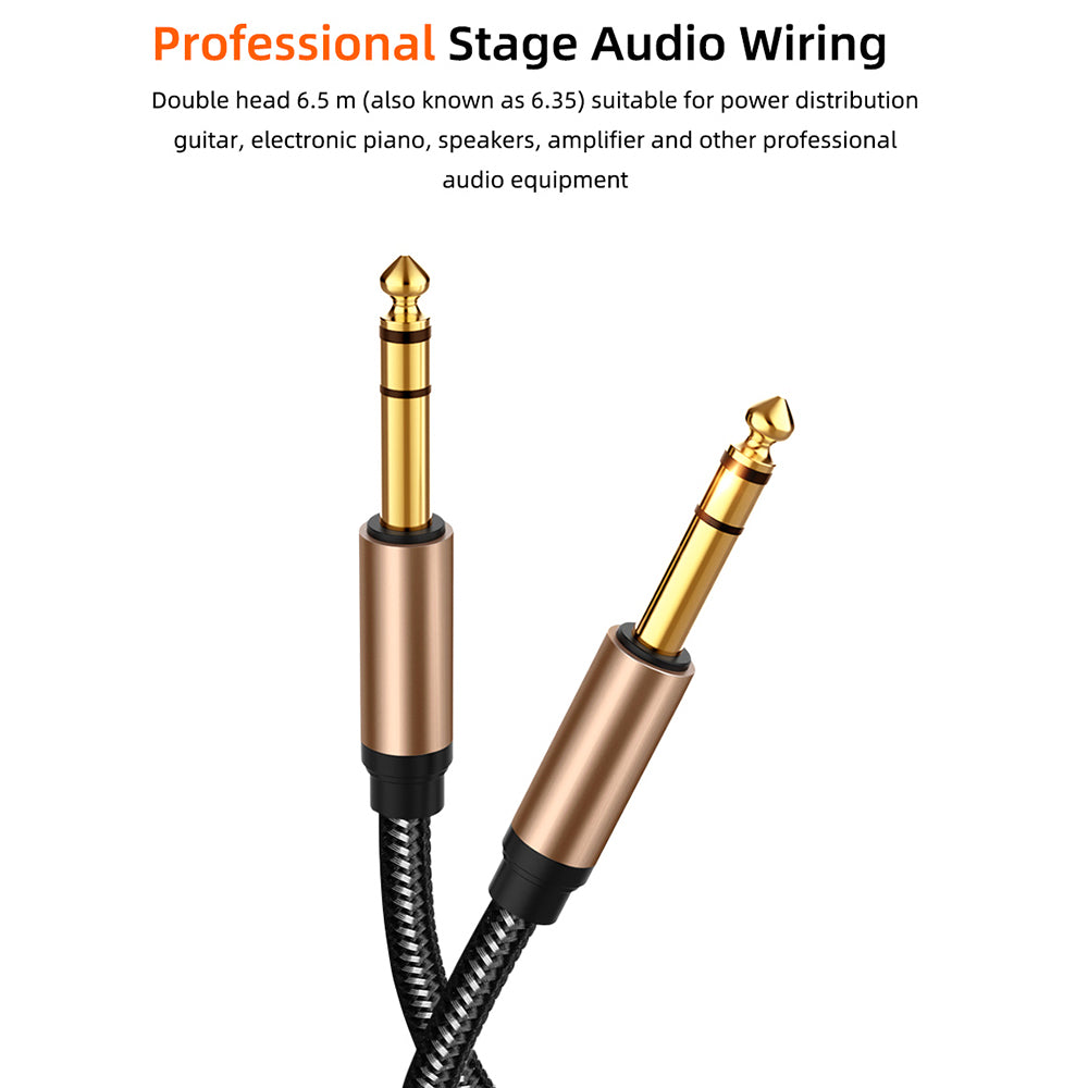 1.8m 6.5mm Audio Cable Nylon Braided Cord Guitar Mixing Amplifier Male to Male AUX Cable