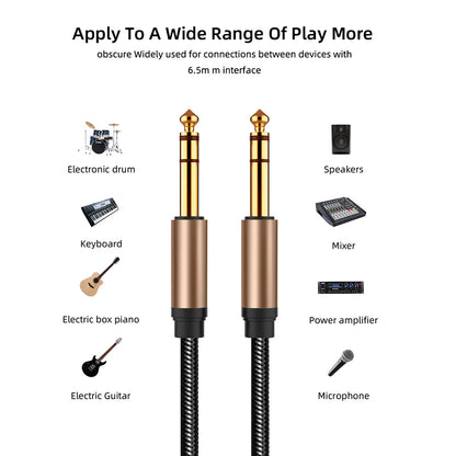 1.8m 6.5mm Audio Cable Nylon Braided Cord Guitar Mixing Amplifier Male to Male AUX Cable