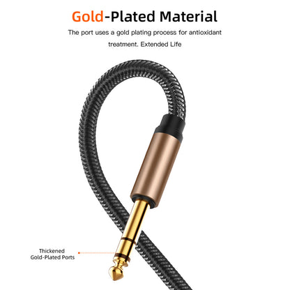 1.8m 6.5mm Audio Cable Nylon Braided Cord Guitar Mixing Amplifier Male to Male AUX Cable