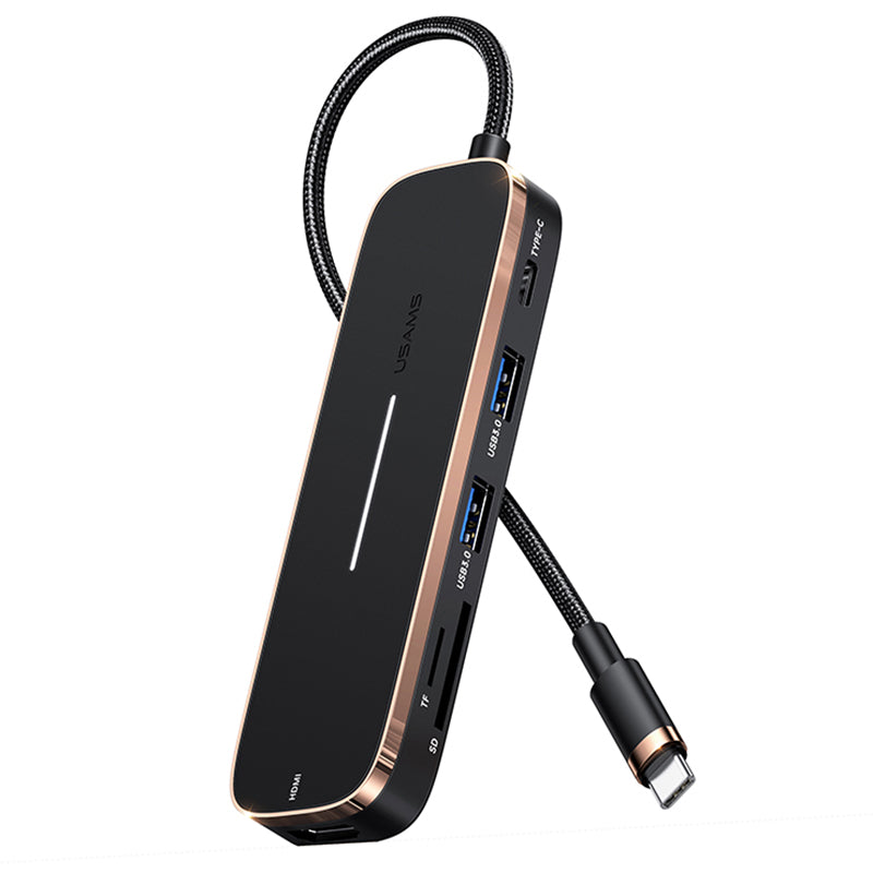 USAMS US-SJ575 USB C Hub to HD Video Ouput+2xUSB 3.0+100W PD Charger+2 Memory Card Slots for Type-C Laptops