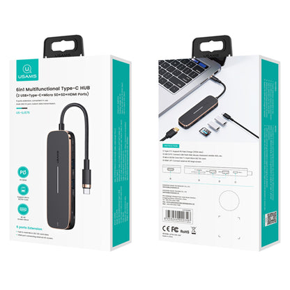 USAMS US-SJ575 USB C Hub to HD Video Ouput+2xUSB 3.0+100W PD Charger+2 Memory Card Slots for Type-C Laptops