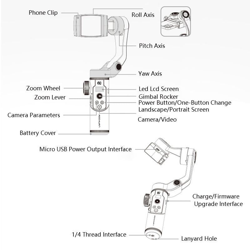AOCHUAN SMART XR 3-Axis Handheld Smartphone Gimbal Foldable Pocket Size Stabilizer VLOG Video Gimbal