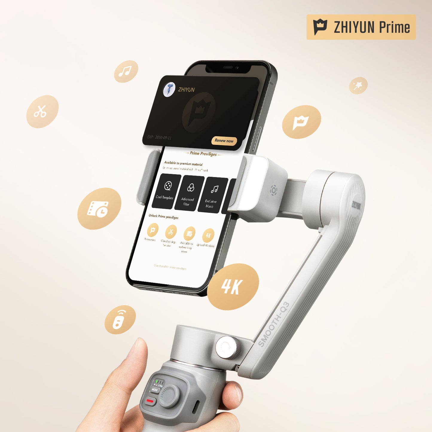ZHIYUN SMOOTH-Q3 Portable 3-Axis Smartphone Handheld Gimbal with Tripod Storage Bag Kit Set