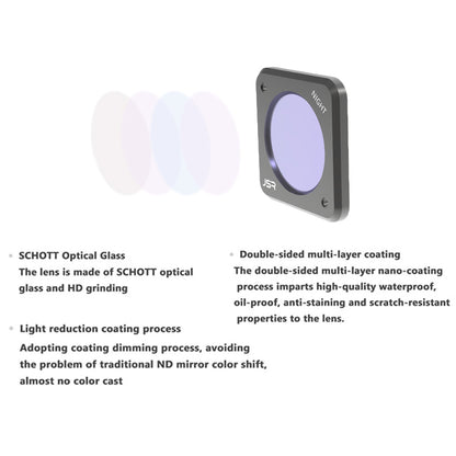 JUNESTAR JSR-1339-14 For DJI Action 2 NIGHT Filter Optical Glass Anti Light Pollution Camera Lens Filter