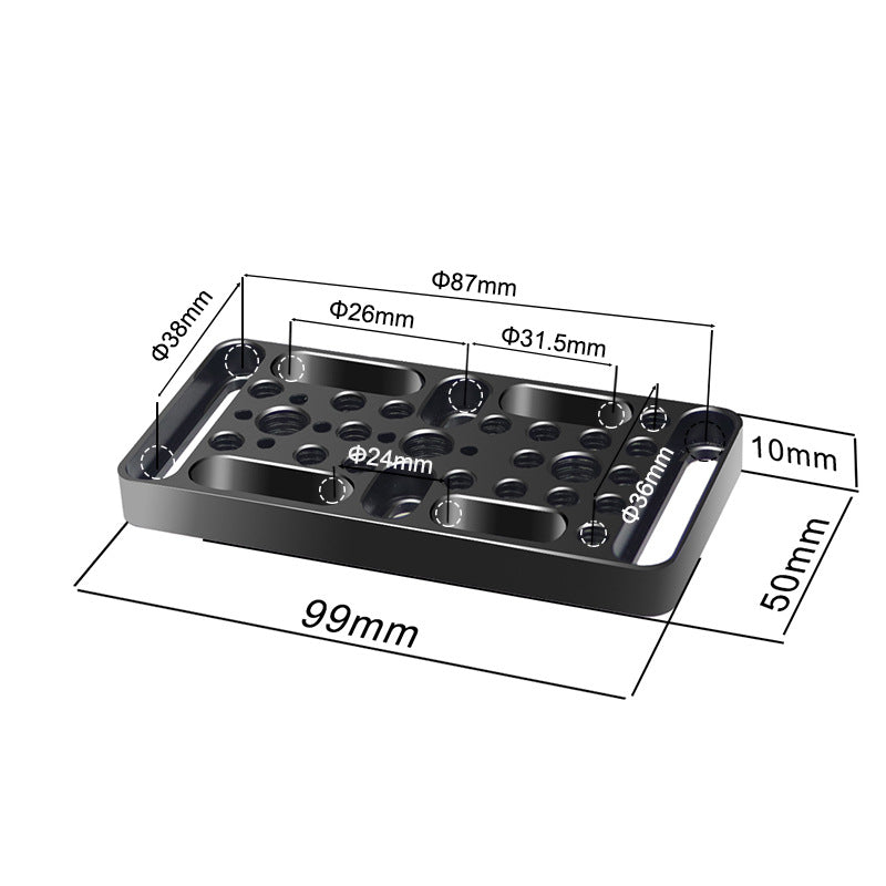 ZS45192-E1 Multifunction Camera Expansion Cheese Plate Mount Board 1/4 3/8 Hole Switching Plate Photography Accessories