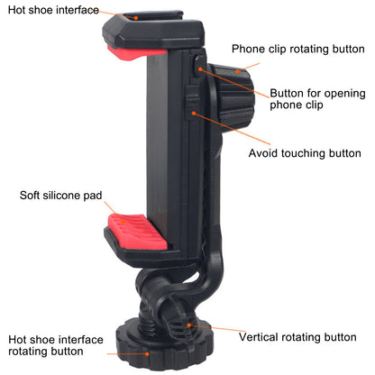 SJ08L Hot Shoe Mobile Phone Holder with 1 / 4 Interface for Fill Light Microphone