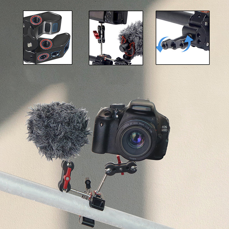 FEICHAO KF44097 Anti-slip Camera Clamp Mount Gimbal Magic Arm Crab Claw with 1/4" and 3/8" Adapter for DSLR/LED Lights