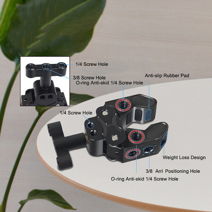 FEICHAO KF44097 Anti-slip Camera Clamp Mount Gimbal Magic Arm Crab Claw with 1/4" and 3/8" Adapter for DSLR/LED Lights